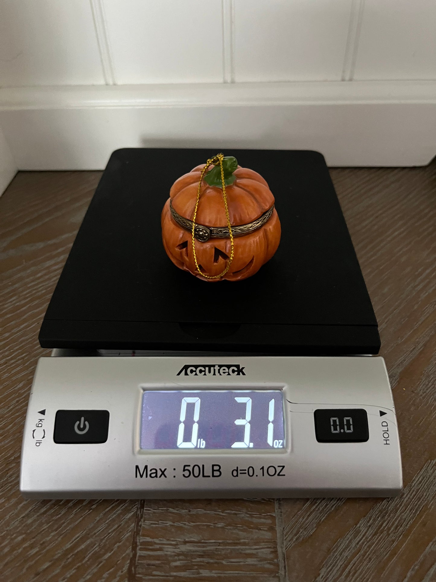 Mini 1½” high x 2” wide Jack-O’-Lantern Trinket Box Ornament | Hinged Pumpkin Keepsake | Curated Shelf & Trinket Display Décor
