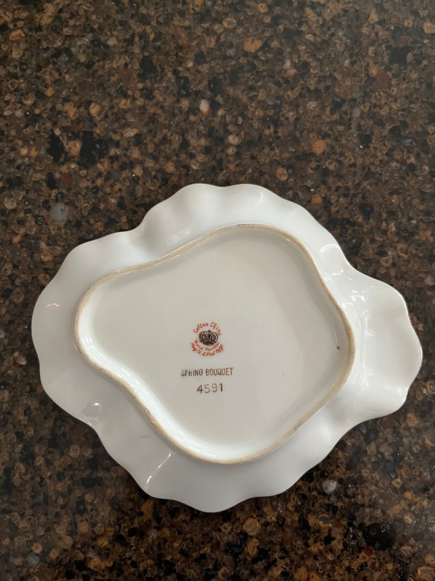 1950s Lefton China Spring Bouquet 4591 Hand Painted Bonbon Dish – Vintage Floral Porcelain Candy Dish – Violets & Forget-Me-Nots
