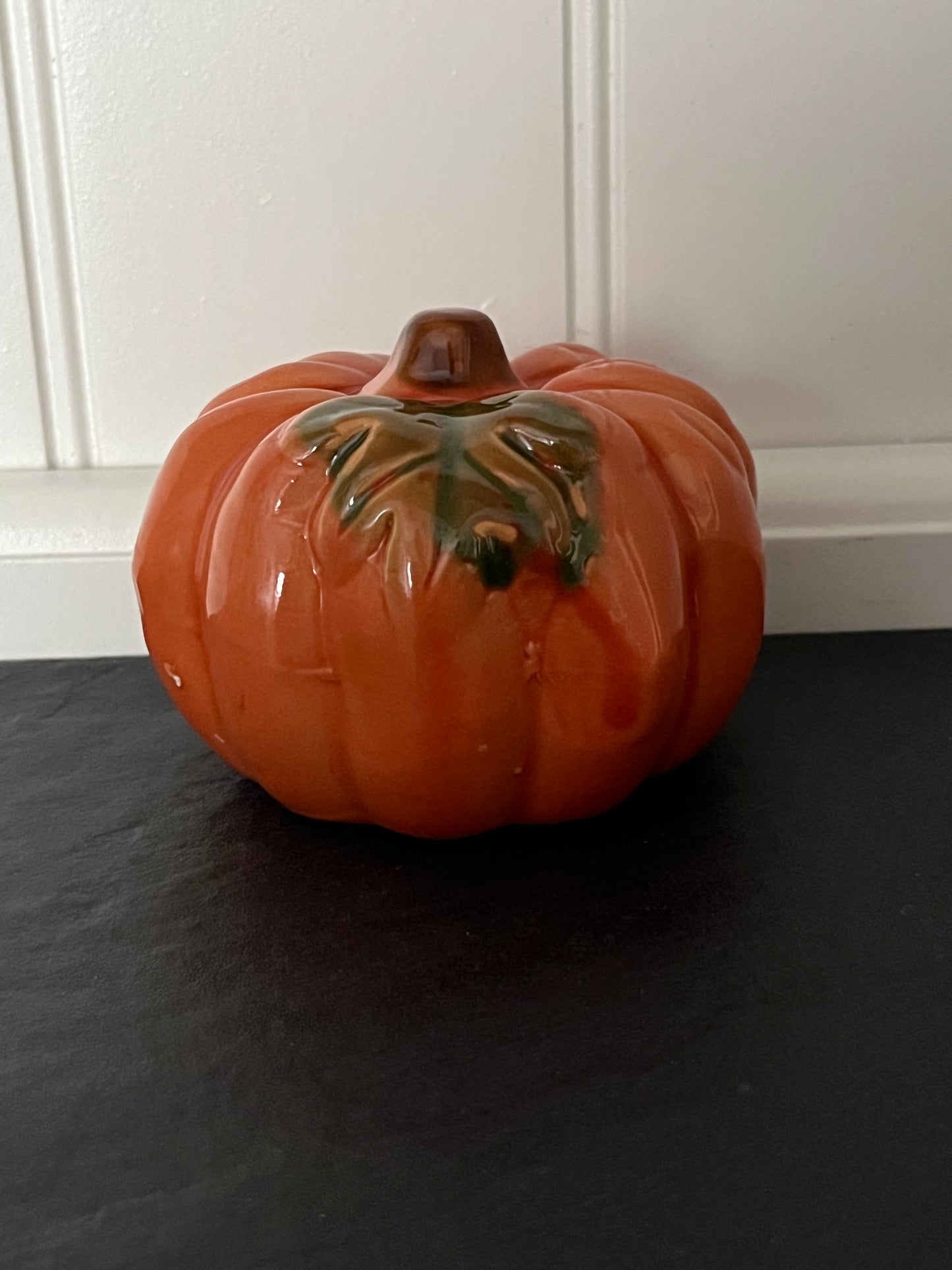 Mini 2” x3” Glazed Orange Ceramic Pumpkin | Curated Shelf, Tiered Tray & Trinket Display Décor