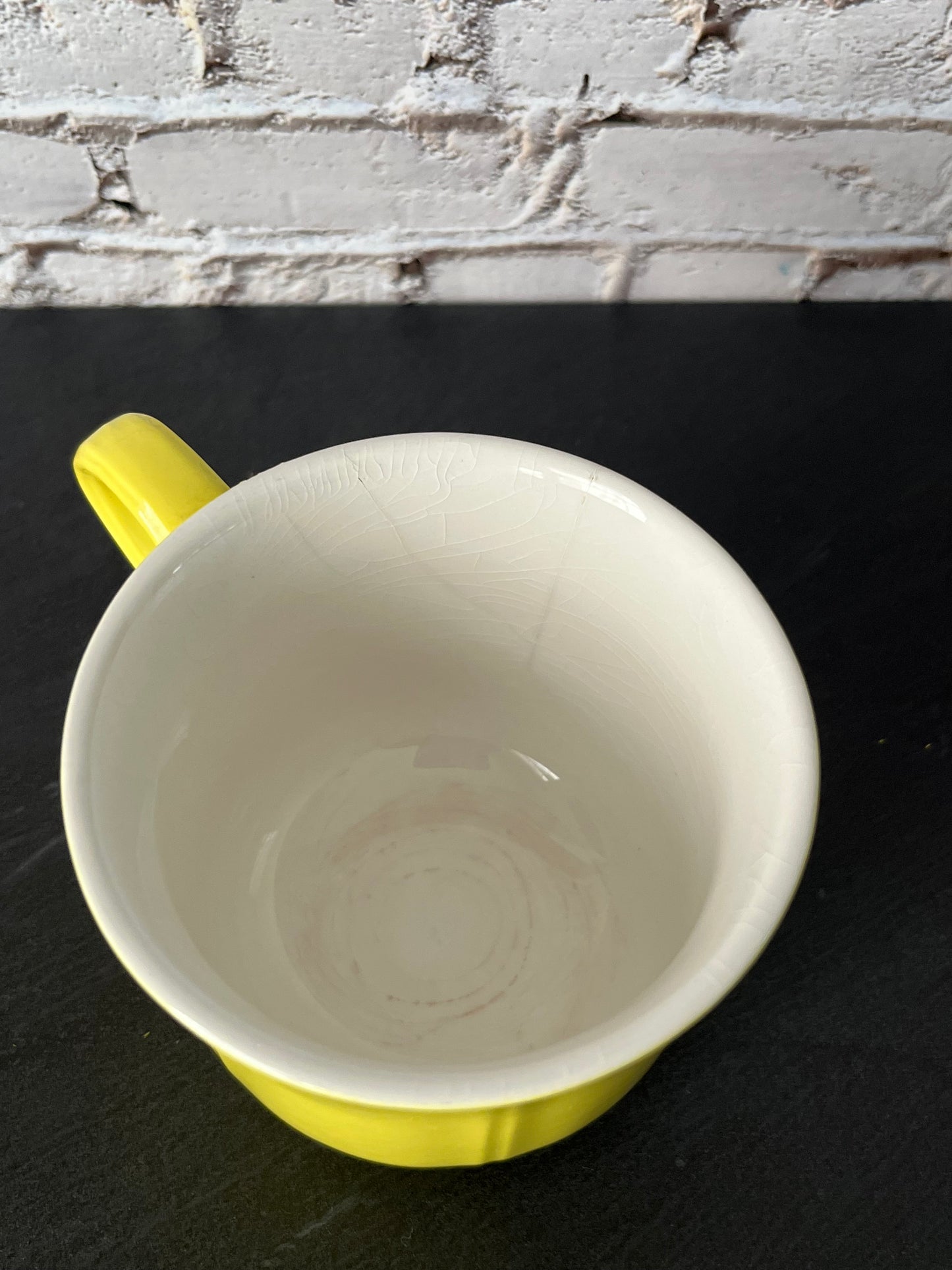 Vintage Sears Federalist Lemon Yellow Flat Cup – Ironstone Coffee Cup Japan 1970s (Pattern 4236)