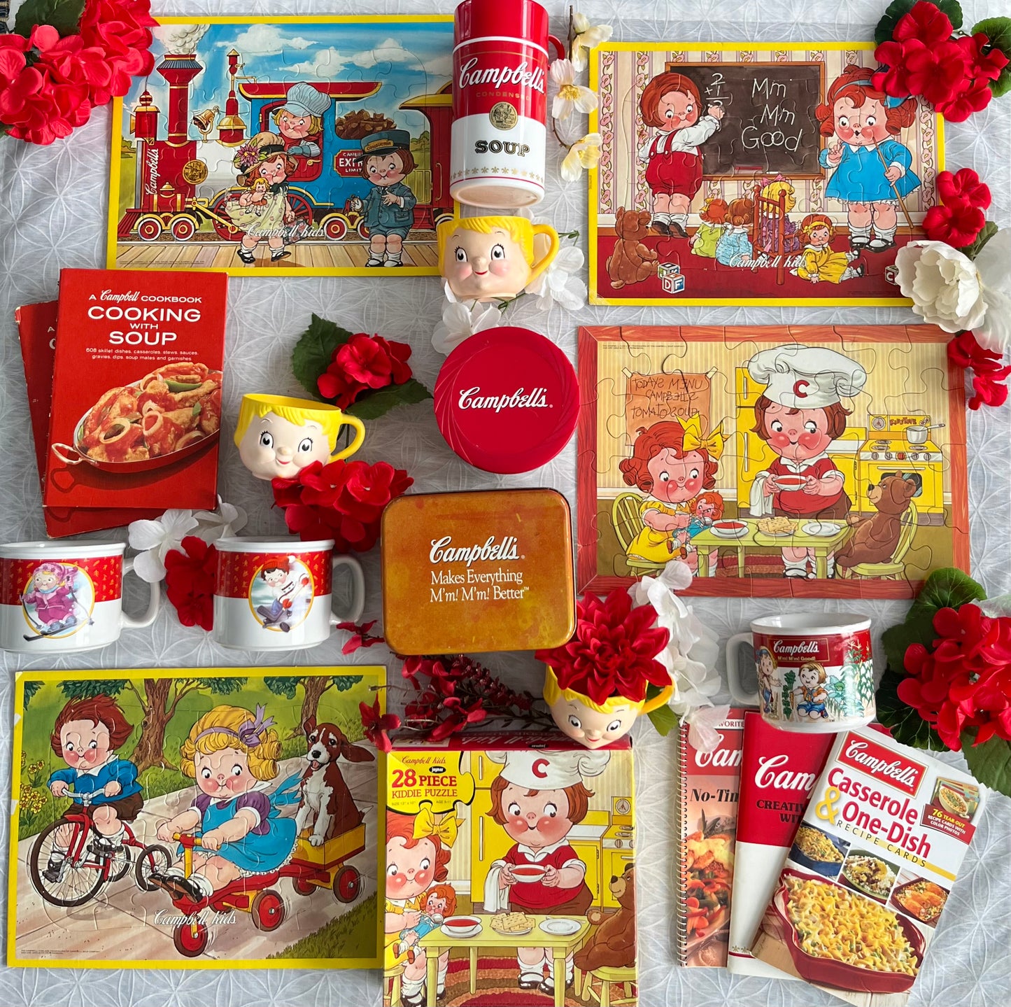 Vintage 1960’s Campbell Kids Train Puzzle Board | Retro Wooden Nursery Puzzle | Campbell Soup Advertising Collectible