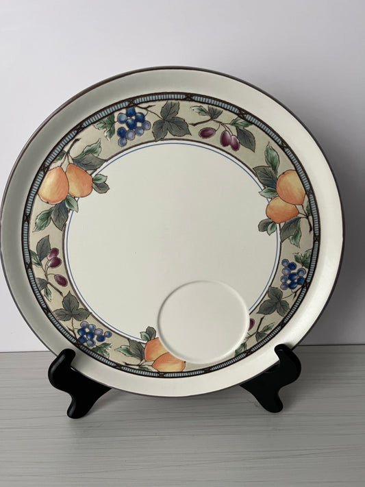1990s Mikasa Intaglio Garden Harvest CAC29 Snack Plate with Cup Well – Vintage Tea / Luncheon Plate – Fruit & Vine Motif