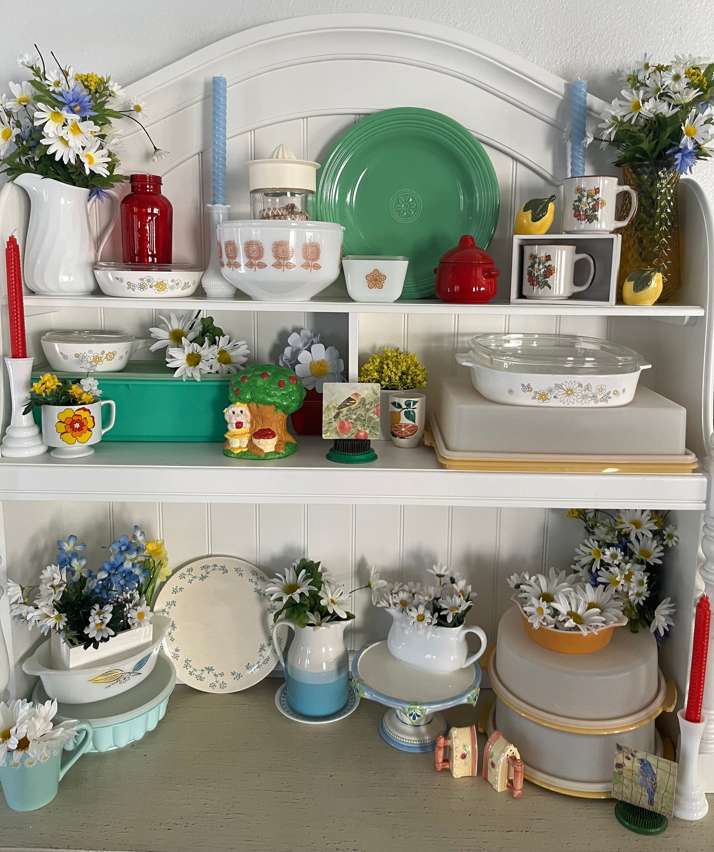 Vintage Ceramic Flat Iron Salt & Pepper Shakers – Hand-Painted Floral Motif (c. 1970s, Japan)