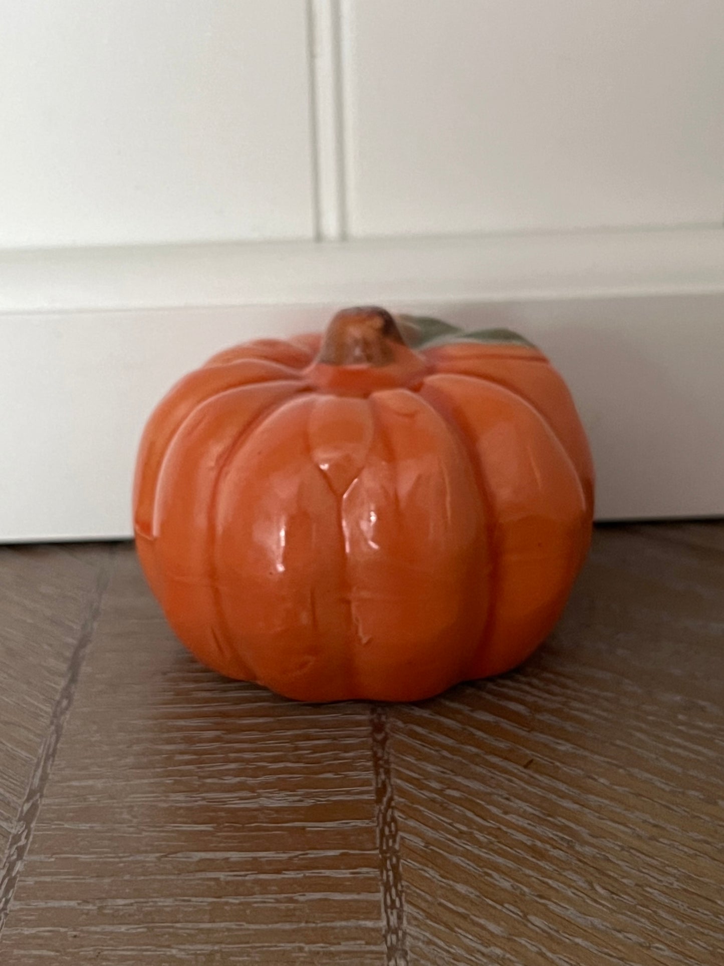 Mini 2” x3” Glazed Orange Ceramic Pumpkin | Curated Shelf, Tiered Tray & Trinket Display Décor