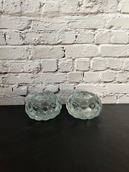 Vintage 1980s Crystal Clear Bubble Glass Tealight Candle Holders – Speakeasy Chic