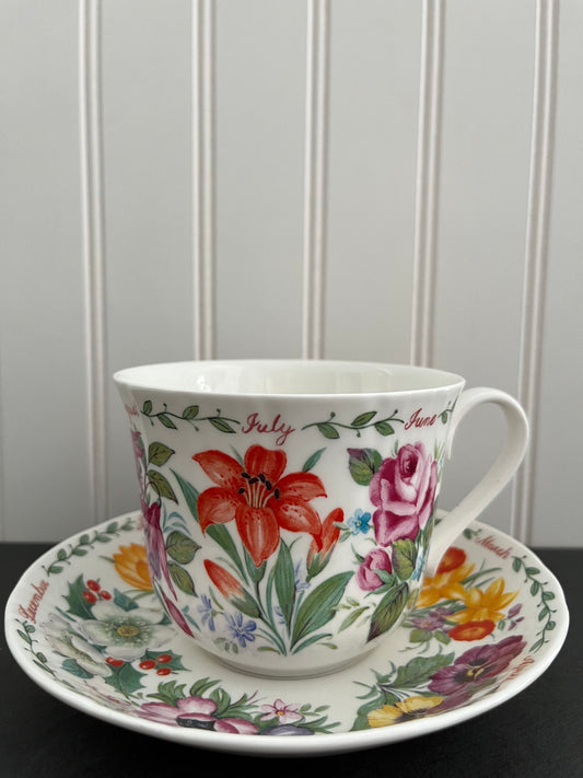 1997  Roy Kirkham “Flowers of the Month” Large Cup & Saucer