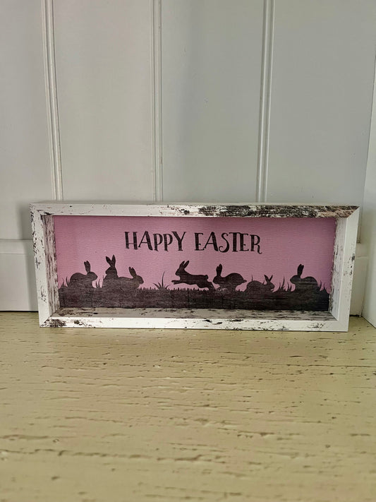 Rustic Happy Easter Bunny Silhouette Sign – 2010s