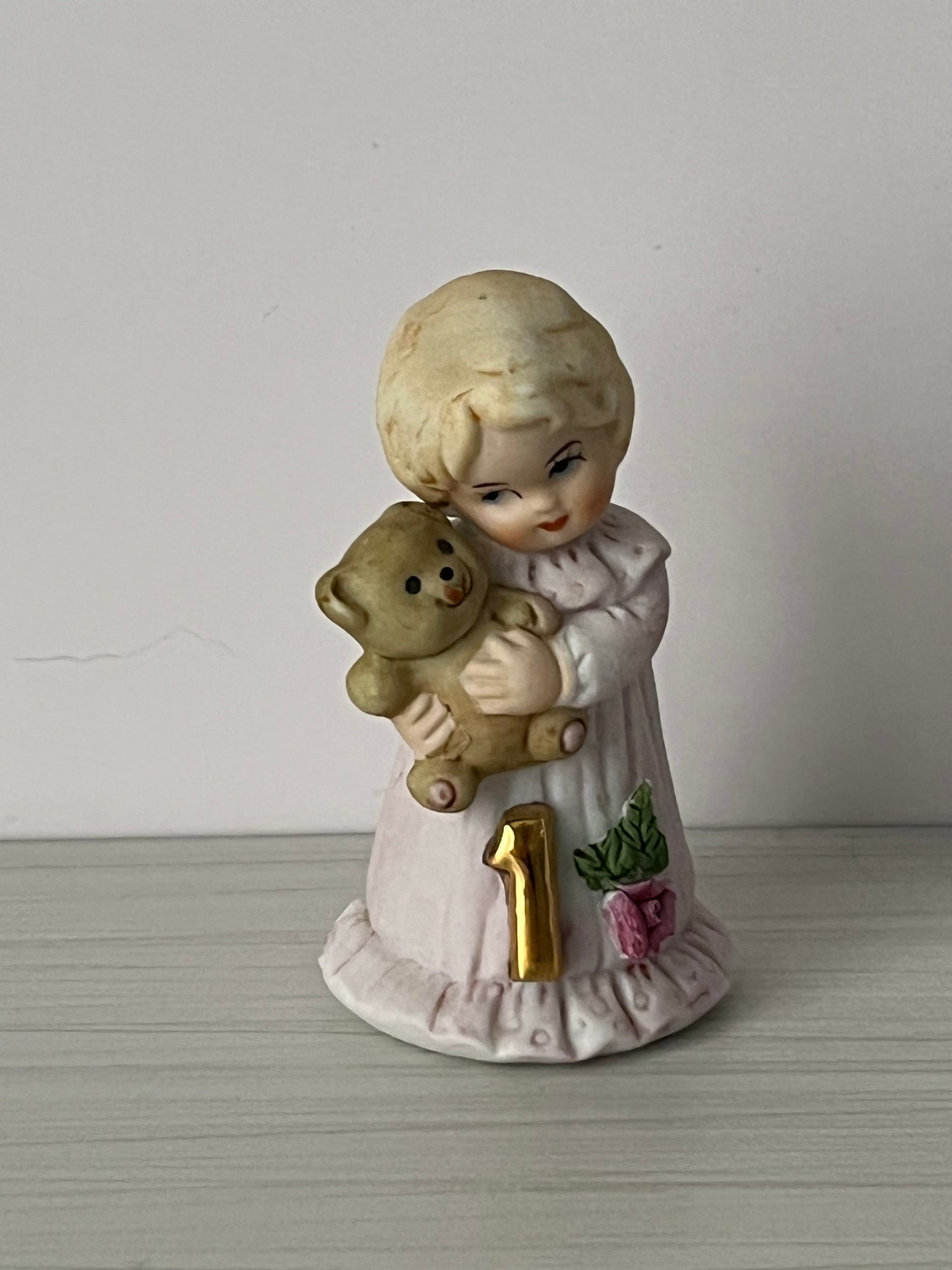 Vintage 1980s Enesco “Growing Up Girls” 1st Birthday Blonde Figurine – Style E2301 (1981)