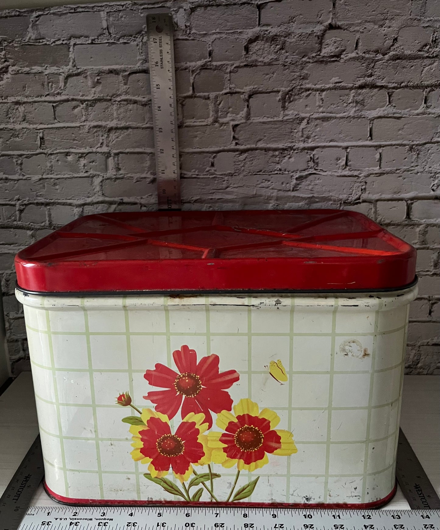 Vintage Nesco Floral Metal Bread Box, Circa 1970s