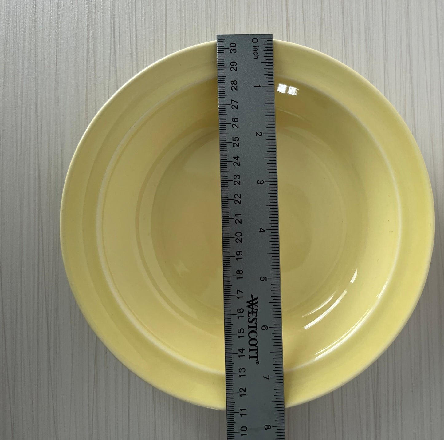 Vintage 1940s Lu-Ray Pastels Yellow 8” Rimmed Soup Bowl – Taylor, Smith & Taylor – Art Deco American Pottery