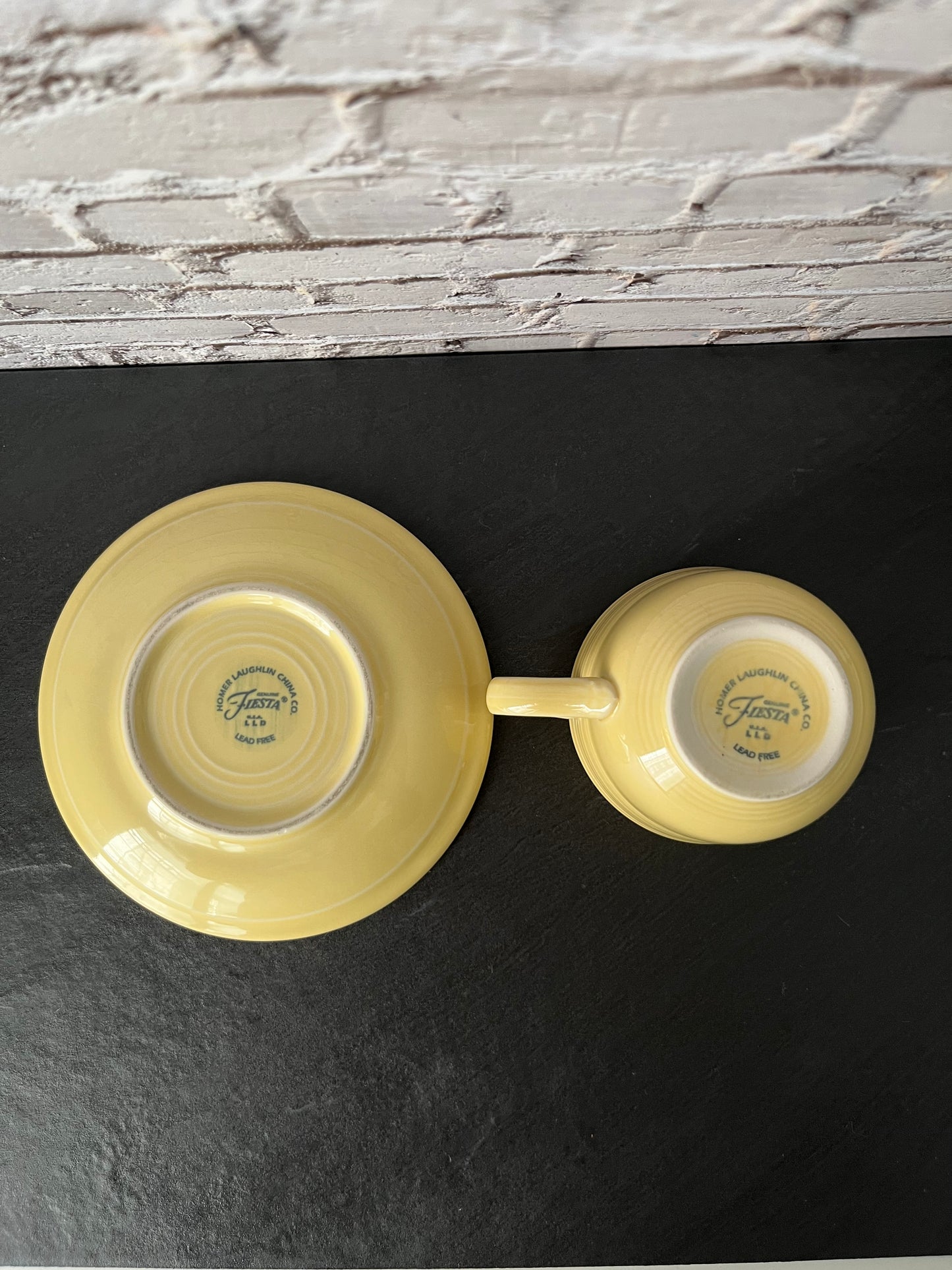 Vintage Fiesta Ware Yellow Cup and Saucer Set – Homer Laughlin Fiestaware Tea Cup Butter Yellow (pre 2002)