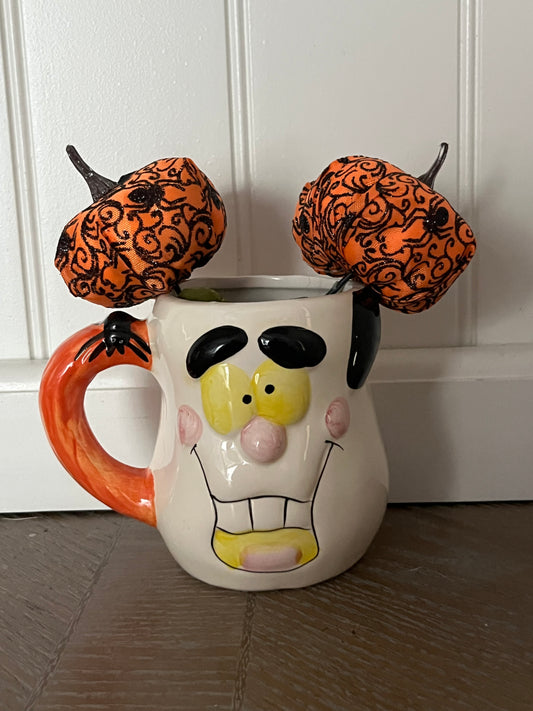 Silly Halloween Ghoul Mug by Royal Norfolk | Spider Handle | Candy Corn Manor