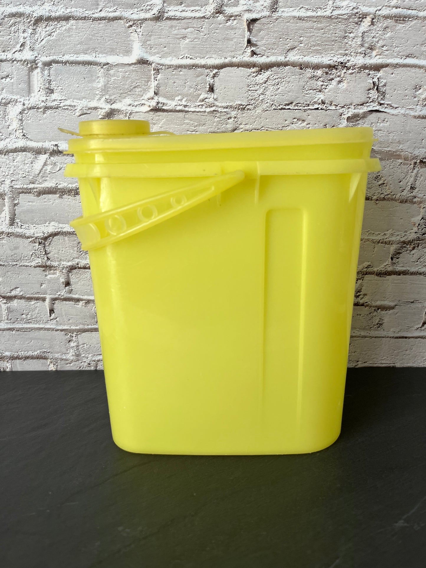 Vintage Tupperware Yellow Pour Pitcher Canister w/ Handle & Spout Lid, Retro Kitchen Storage Container 1970s