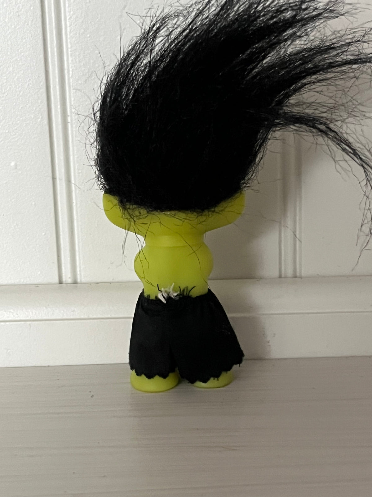 Vintage 1990s Russ Frankenstein Troll Doll | Green Halloween Troll Black Hair | 6”