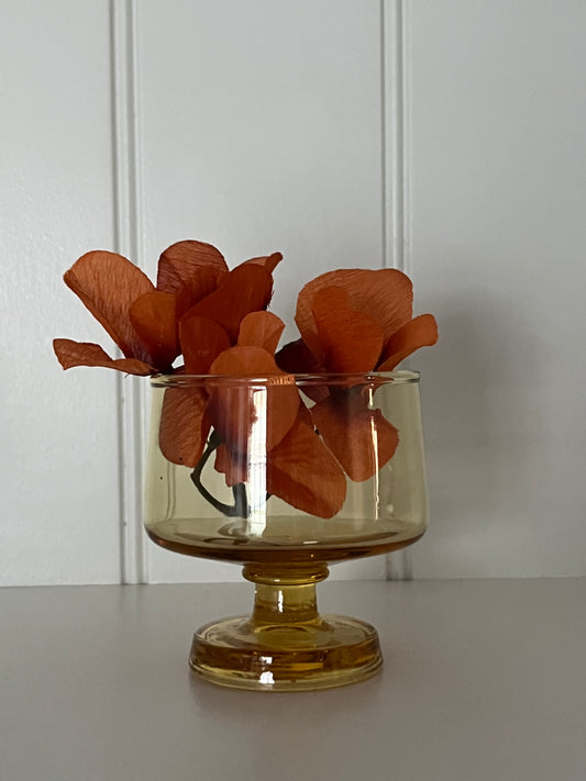 Vintage Amber Glass Snifter Cordial Cocktail Glass with Pedestal Base | Mid-Century Barware