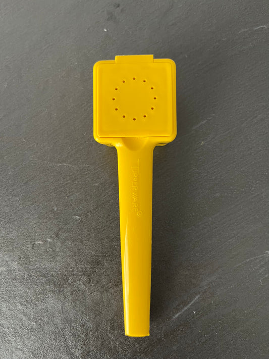 Vintage 1970s Tupperware Sunshine Yellow Corn Butter Hugger Spreader with Salt Shaker Lid | Model #1465 Retro Kitchen Tool