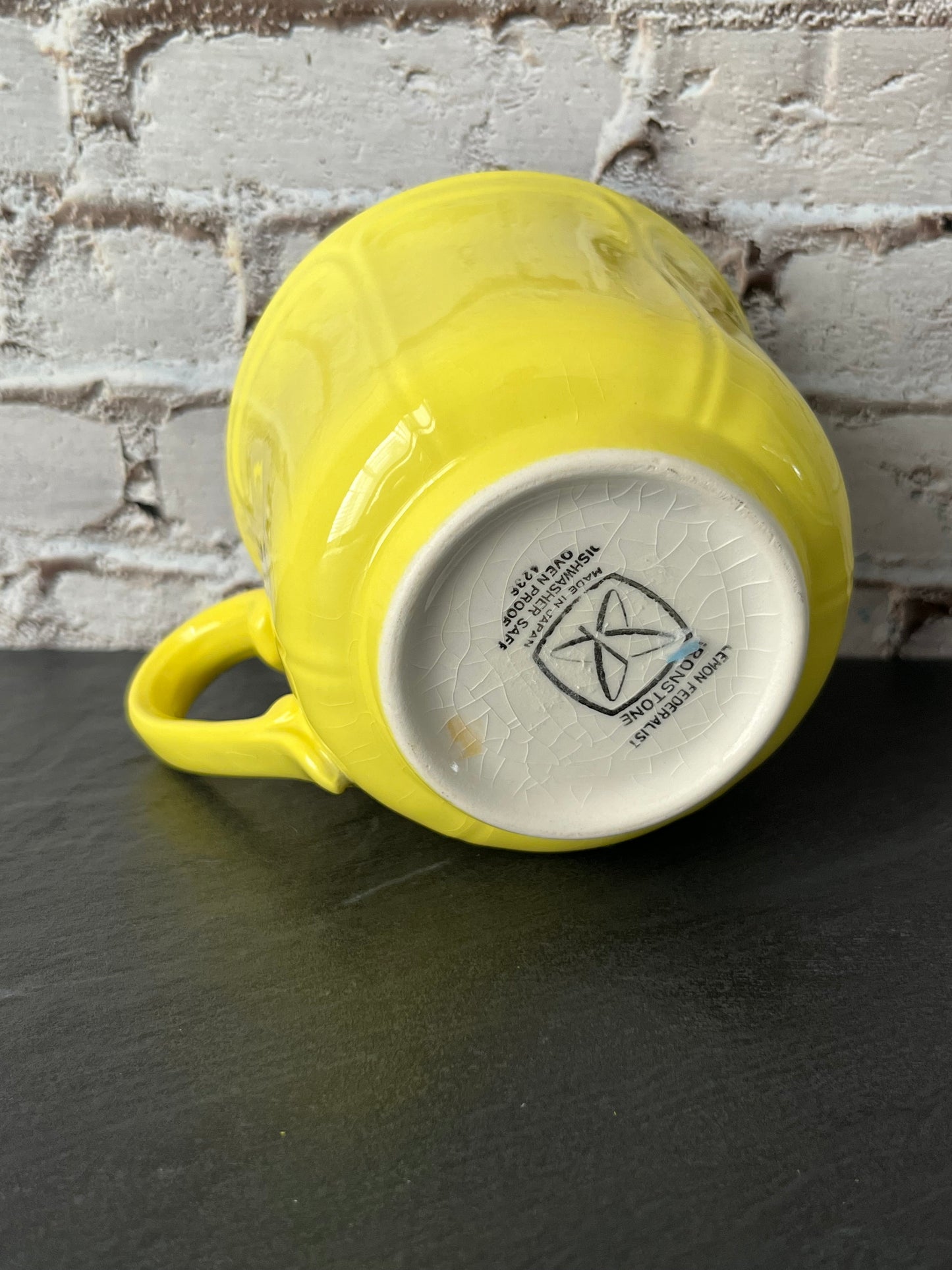Vintage Sears Federalist Lemon Yellow Flat Cup – Ironstone Coffee Cup Japan 1970s (Pattern 4236)