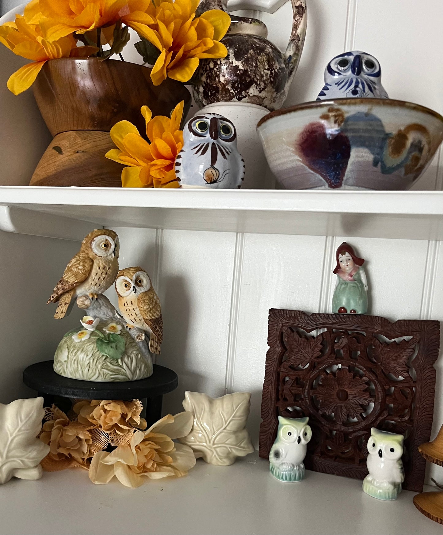 Retro Gift World of Gorham Porcelain Owl Music Box • “Owls on Branch” Japan • Plays Love Story (c. 1970s-1980s)
