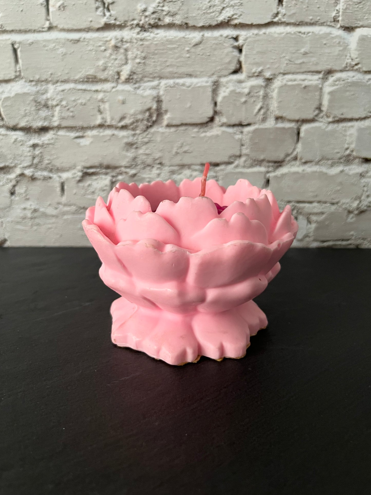 Vintage 1977 Avon “Tender Blossoms” Floral Medley Candle – Pink Peony Flower Pedestal