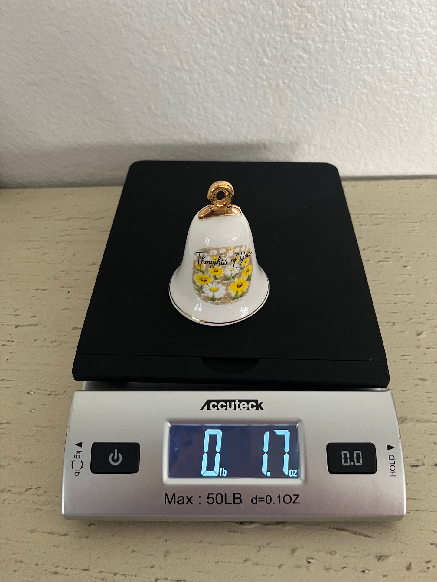 Vintage 1979 Enesco “Thoughts of You” Yellow & White Daisies Porcelain Bell –