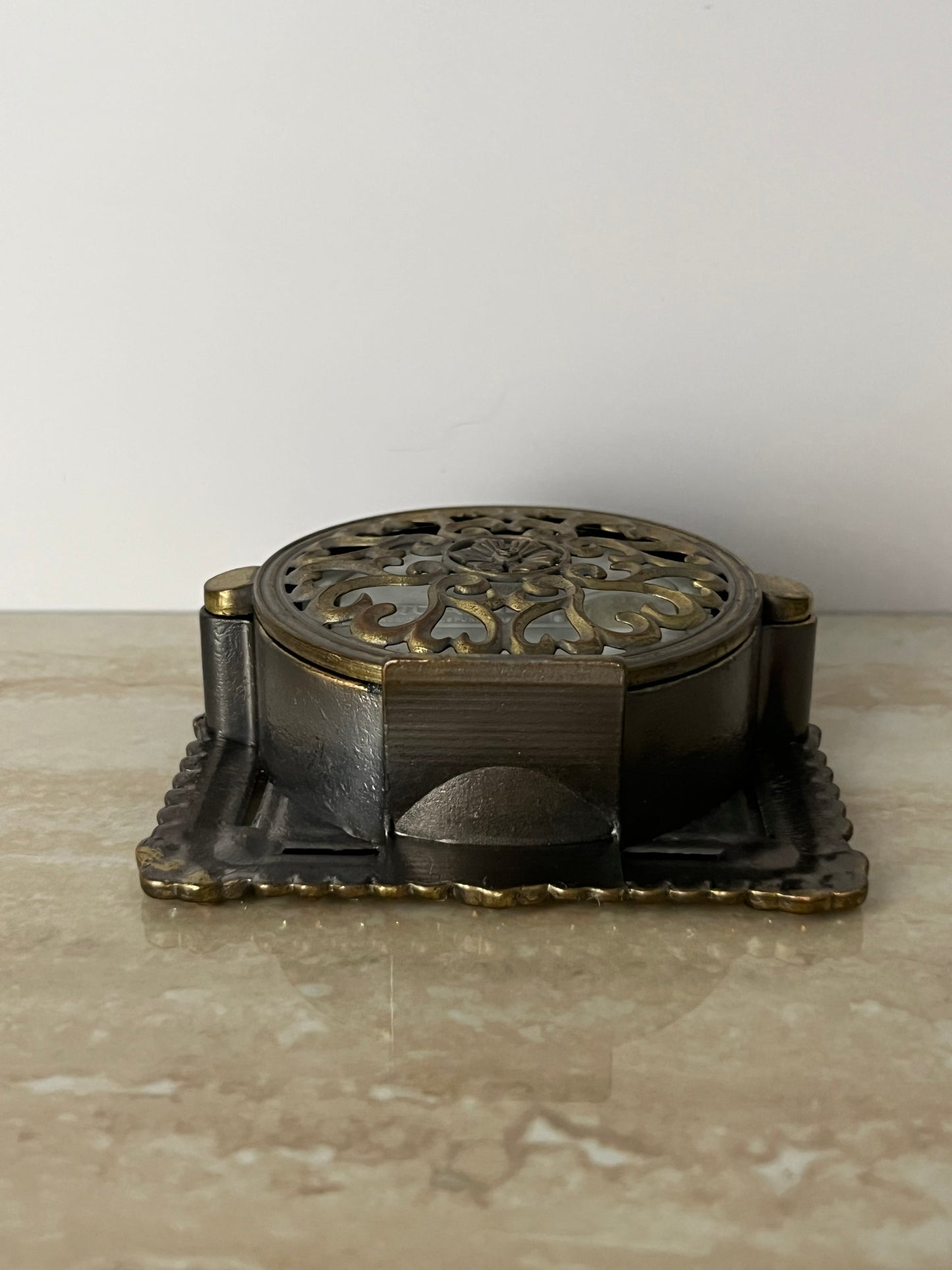 1990s Vintage Art Deco Style Jeweled Vanity Clock – Ornate Rhinestone Desk / Table Clock with Roman Numerals