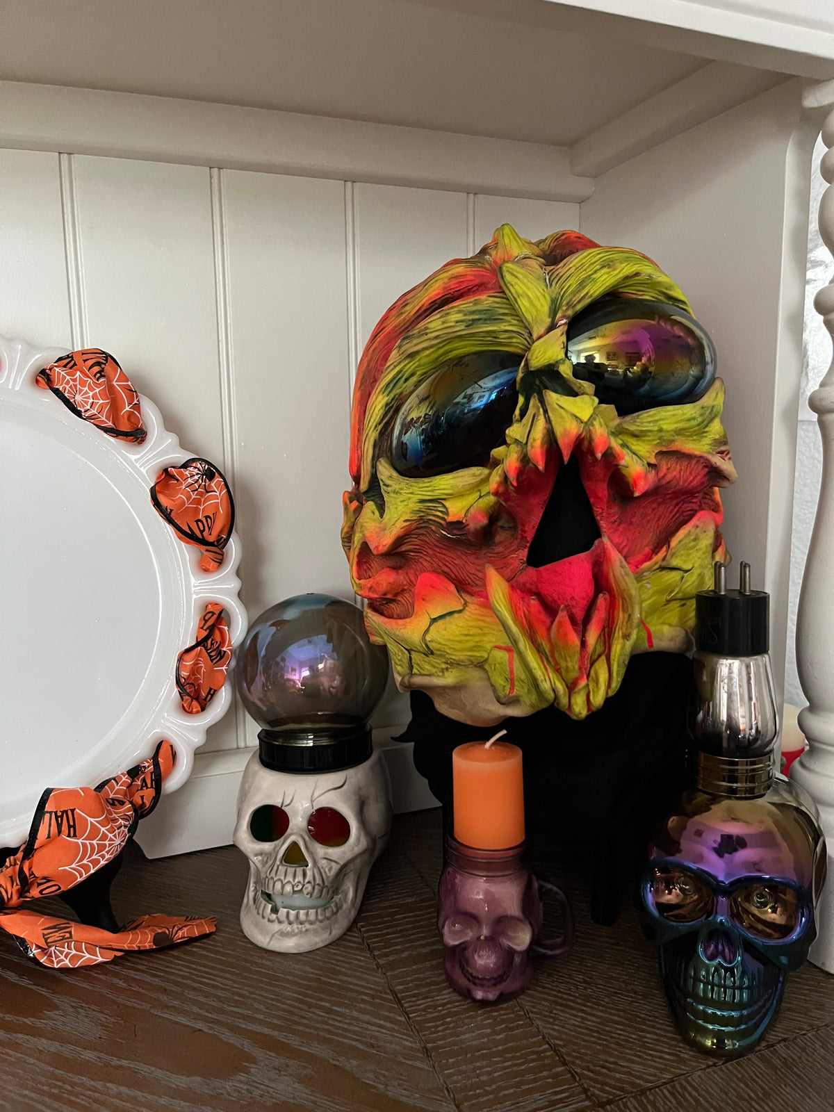 Vintage 1999 Vintage BSS Alien Invader Skull Neon Halloween Mask, Be Something Studios B.Y. Halloween Horror