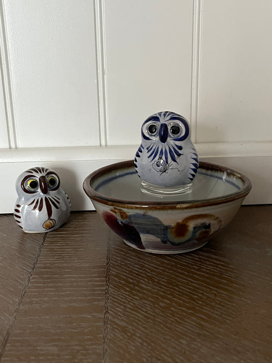 Studio Art Pottery Bowl – Signed Mike Grafa – Hand-Thrown Texas Stoneware – Abstract Glaze – 1990s–2000s