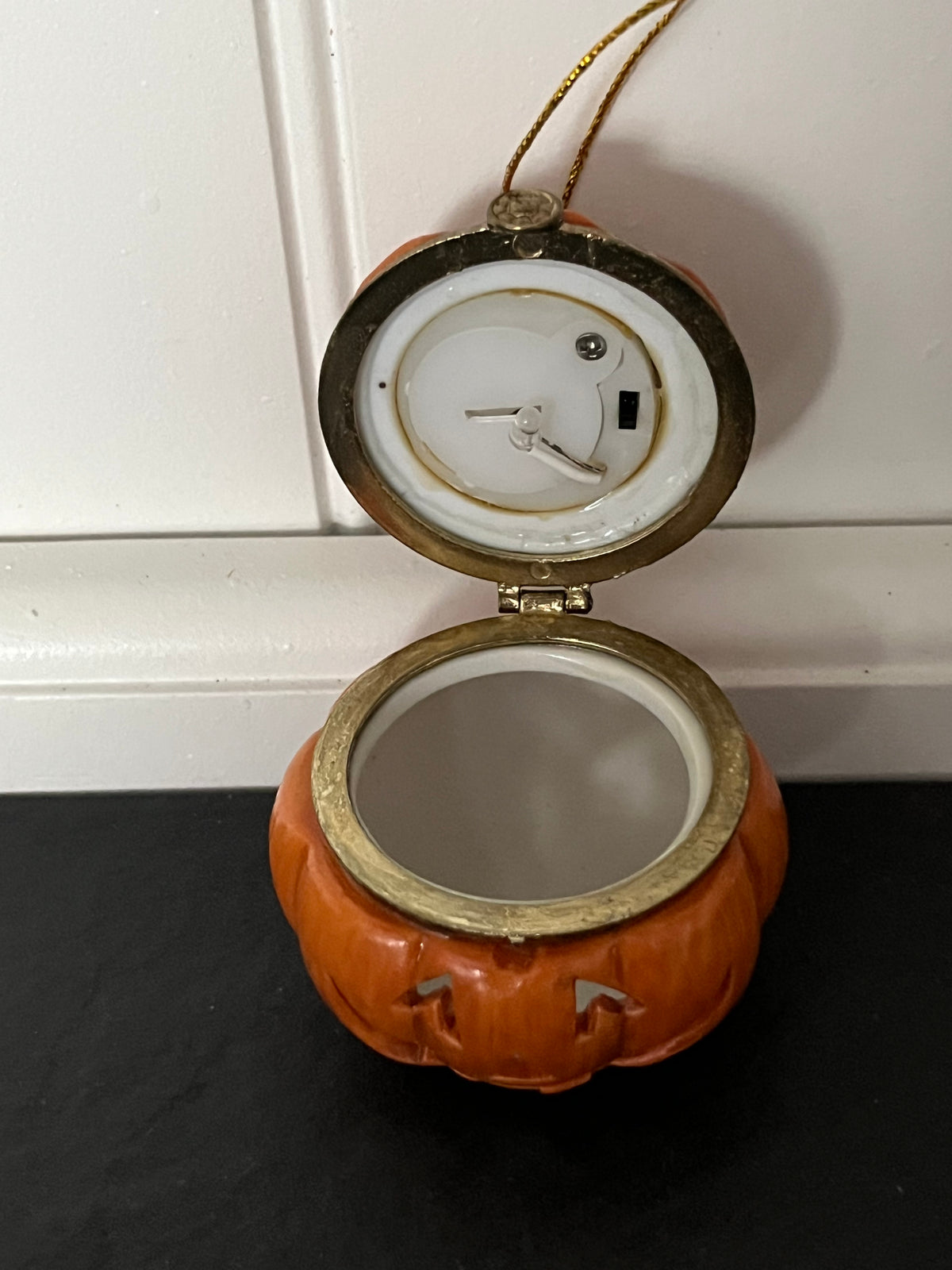 Mini 1½” high x 2” wide Jack-O’-Lantern Trinket Box Ornament | Hinged Pumpkin Keepsake | Curated Shelf & Trinket Display Décor