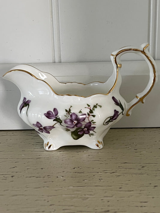Vintage c 1970’s  Hammersley Victorian Violets Floral English Bone China CreamerJug  by Spode Group
