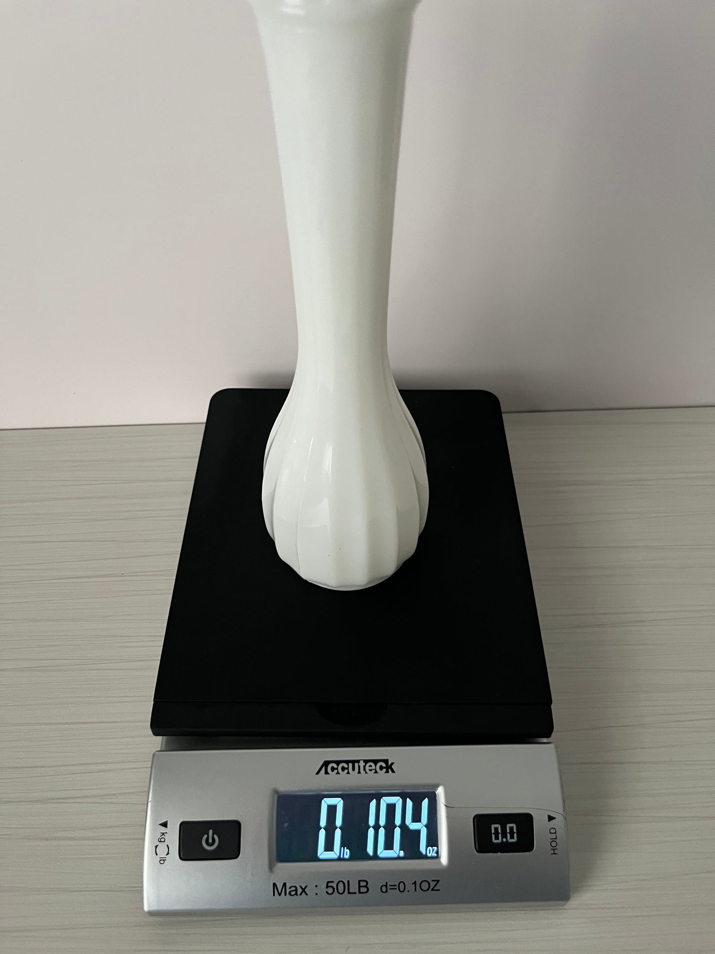 Vintage 1960s–1970s White Milk Glass Bud Vase – Scalloped Rim, Fluted Base, 8½” Tall
