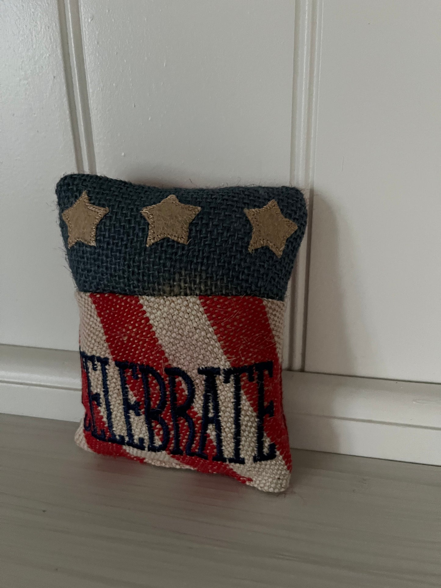 Vintage Patriotic Needlepoint Doorknob Hanger - Celebrate Red, White, and Blue with Stars - Handmade USA Decor