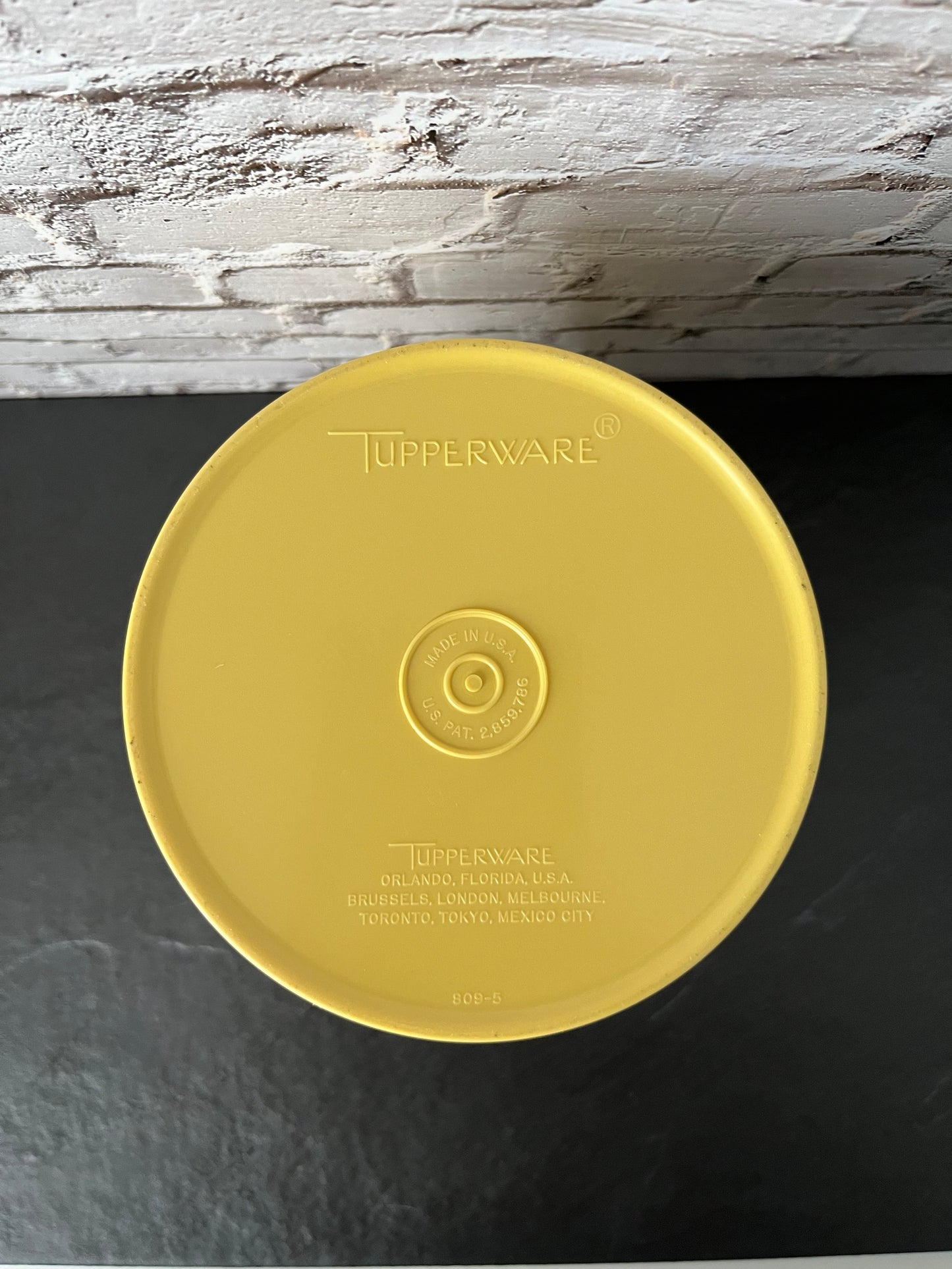 Vintage Tupperware Canister w/ Lid, Yellow Storage Container #809-5, Mid Century Kitchen Canister, Retro Plastic Kitchenware 1970s