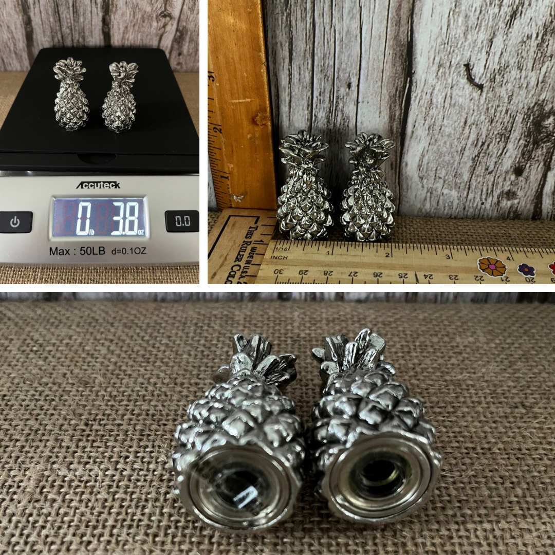 Vintage 1970 Silver-Plated Pineapple Salt & Pepper Shaker Set - Aloha Tiki Islands Fusion
