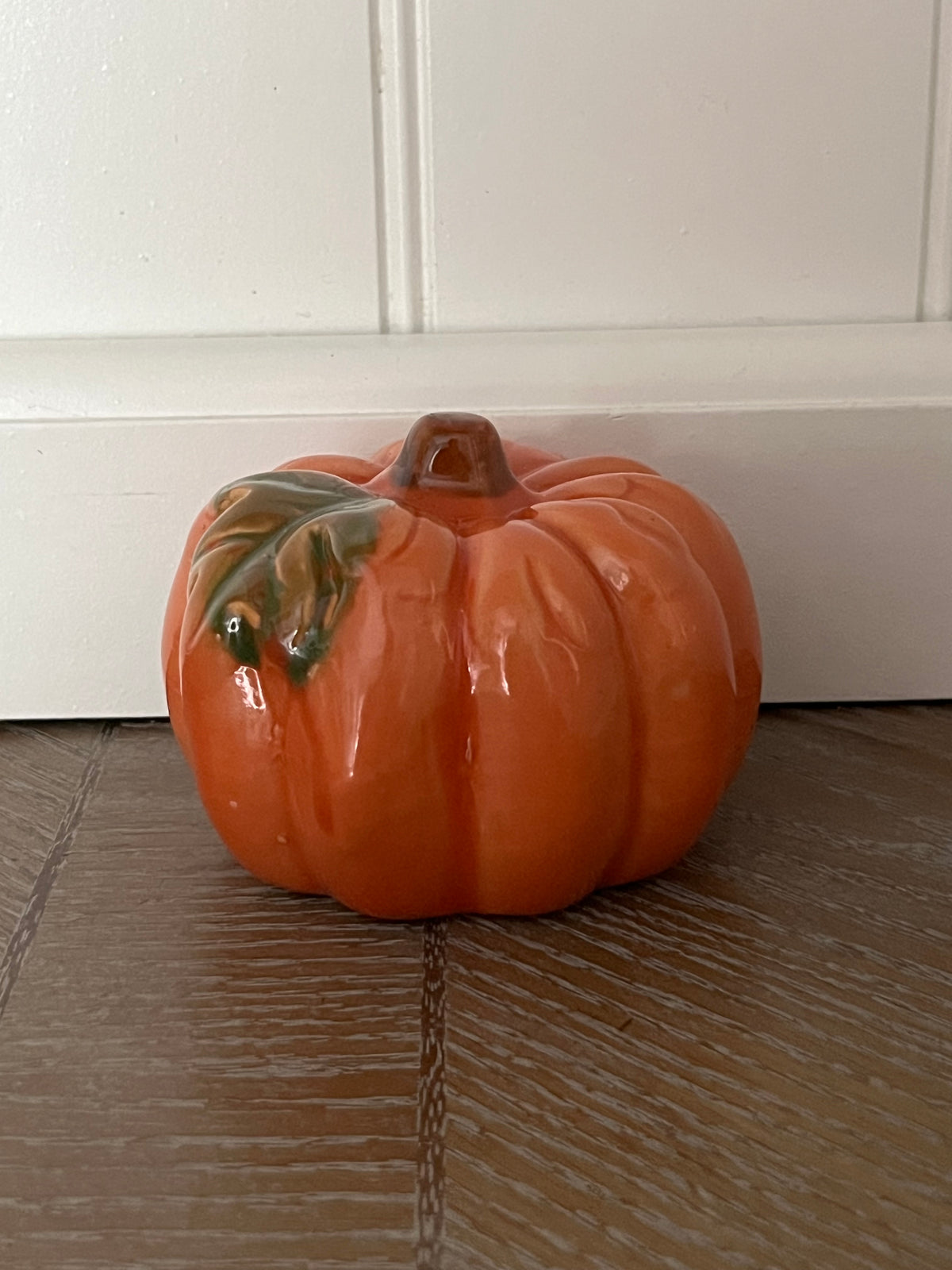 Mini 2” x3” Glazed Orange Ceramic Pumpkin | Curated Shelf, Tiered Tray & Trinket Display Décor