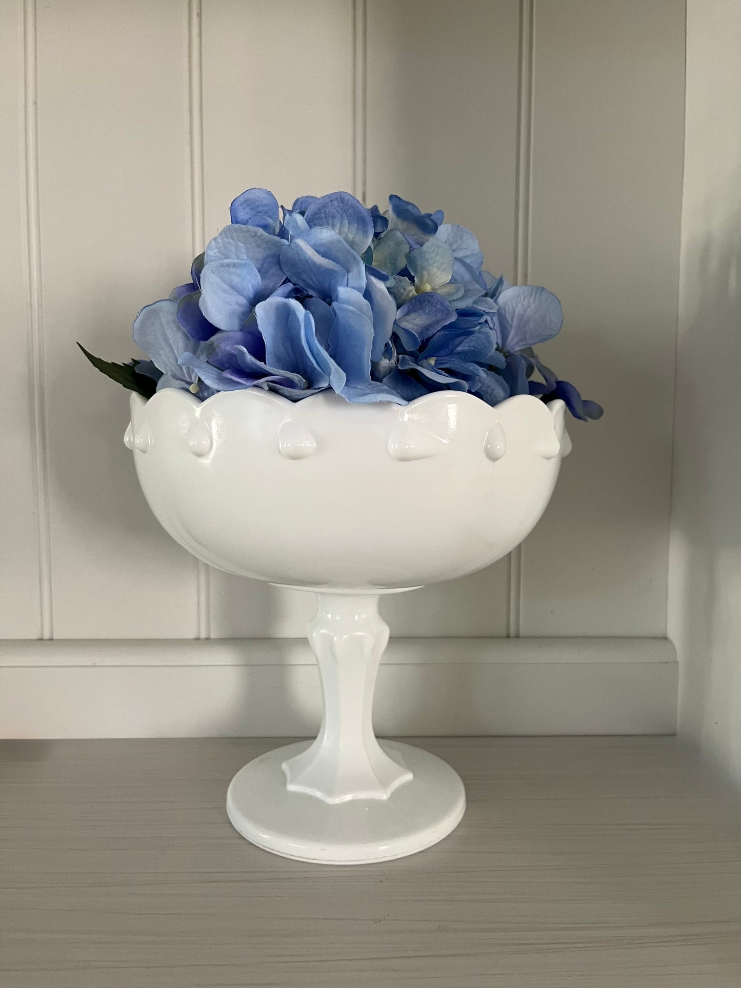 Vintage Indiana Glass Large 7”x 7" Teardrop Milk Glass Goblet Compote Pedestal Bowl - Timeless Elegance