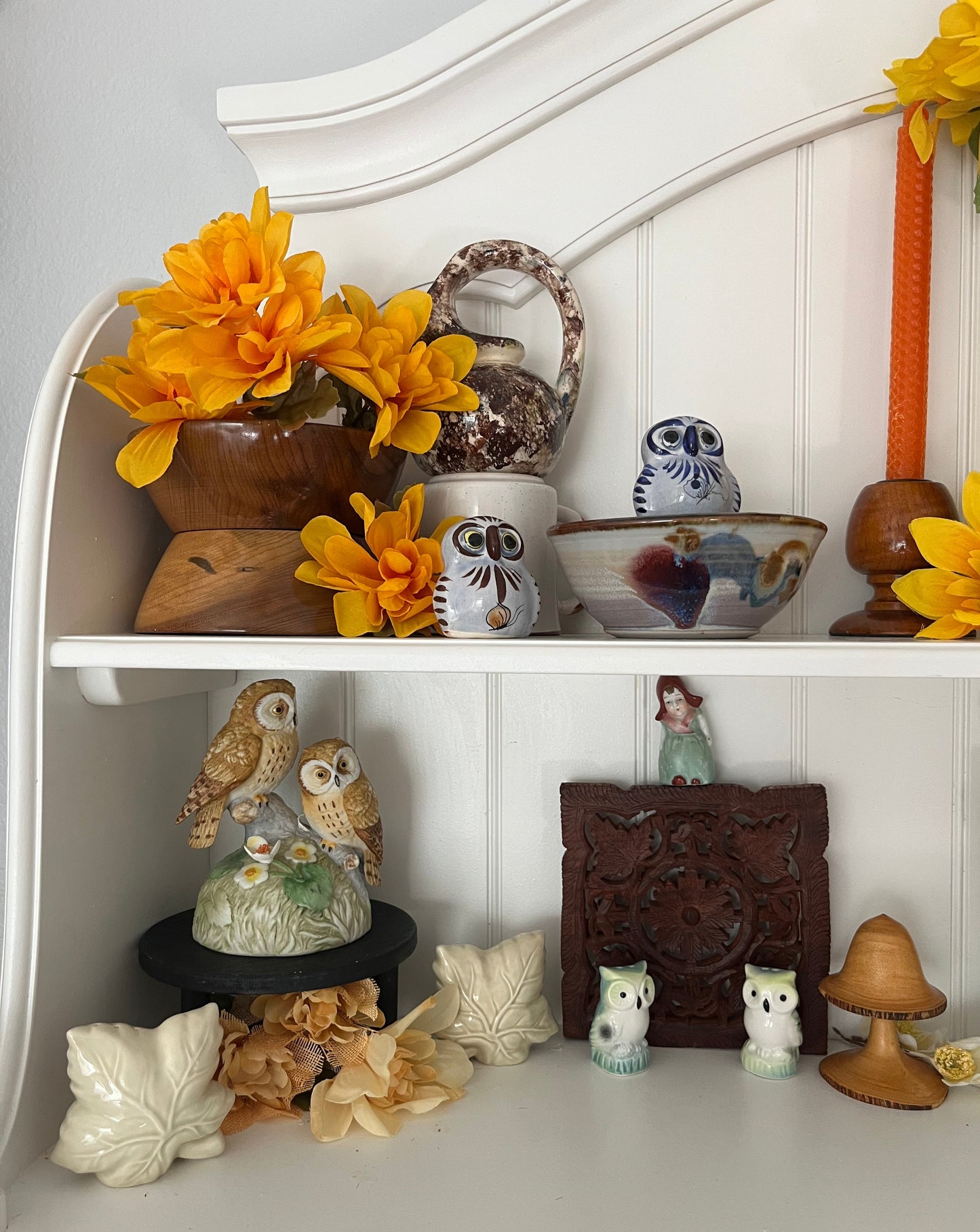 Retro Early-2000s Blue-Green Ceramic Owl Salt & Pepper Shaker Set — Mini Pair