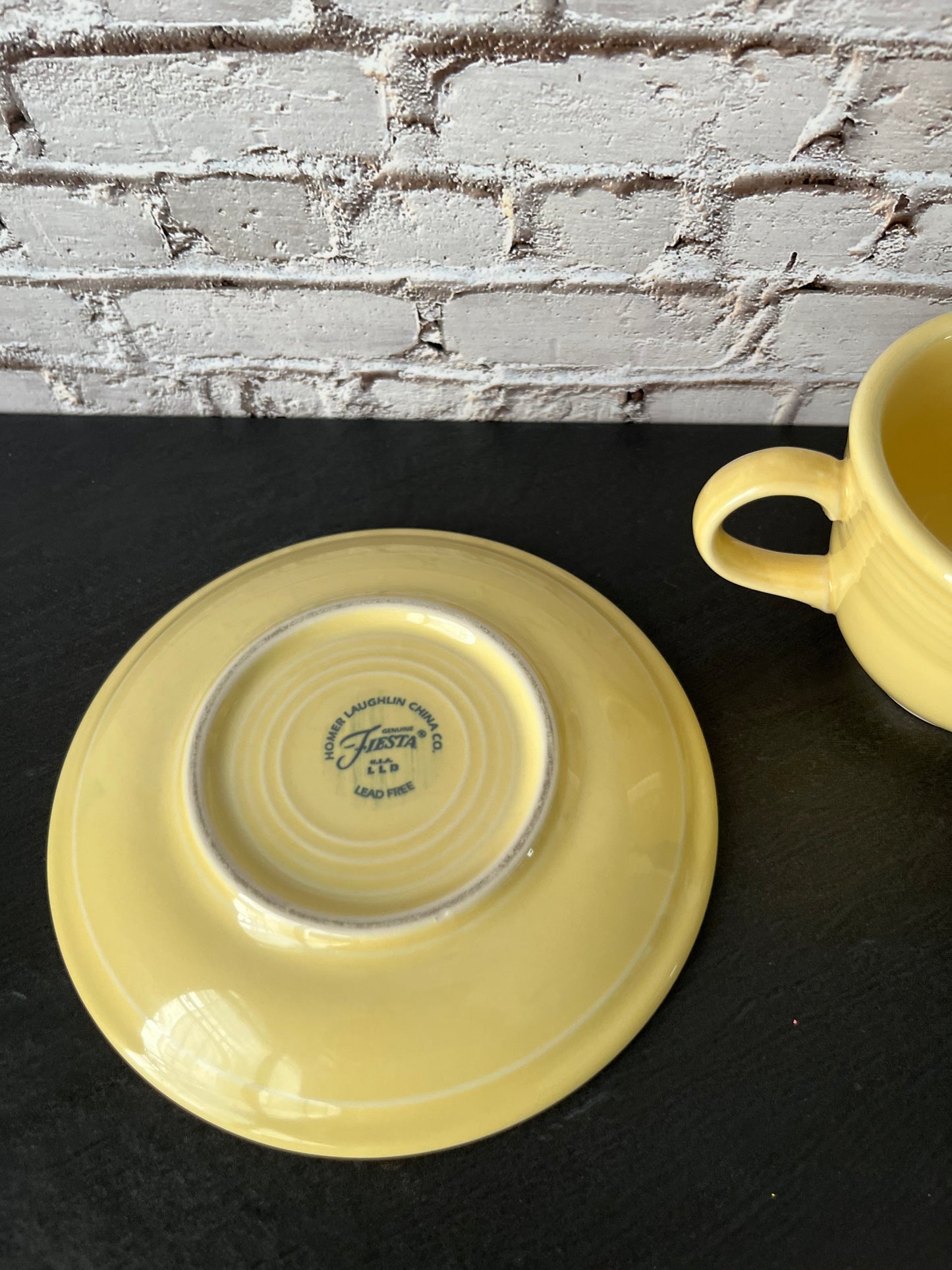 Vintage Fiesta Ware Yellow Cup and Saucer Set – Homer Laughlin Fiestaware Tea Cup Butter Yellow (pre 2002)