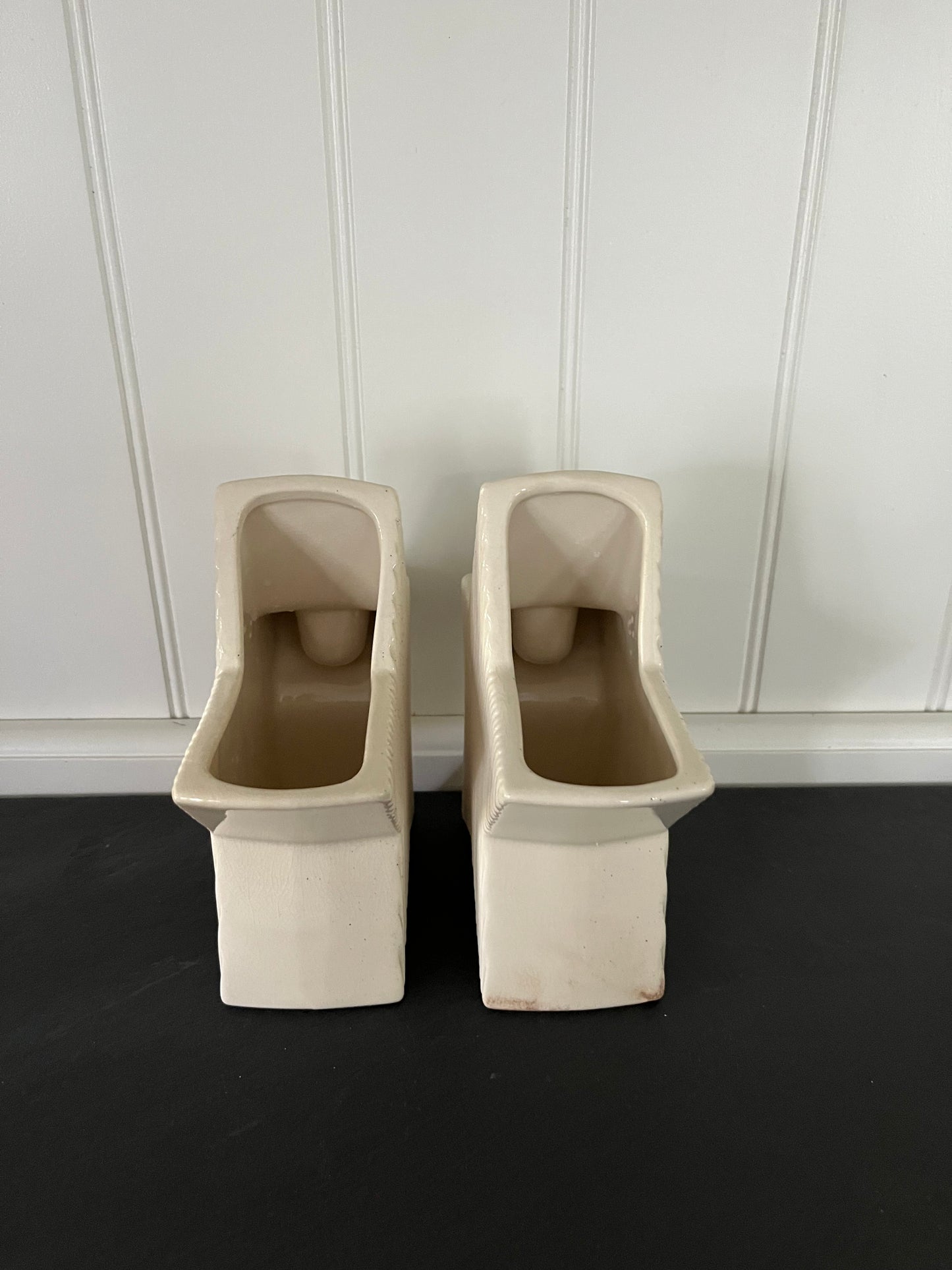 Pair Vintage 1950’s Royal Windsor Style Ivory Star Planter Candle Holders – Mid Century Modern