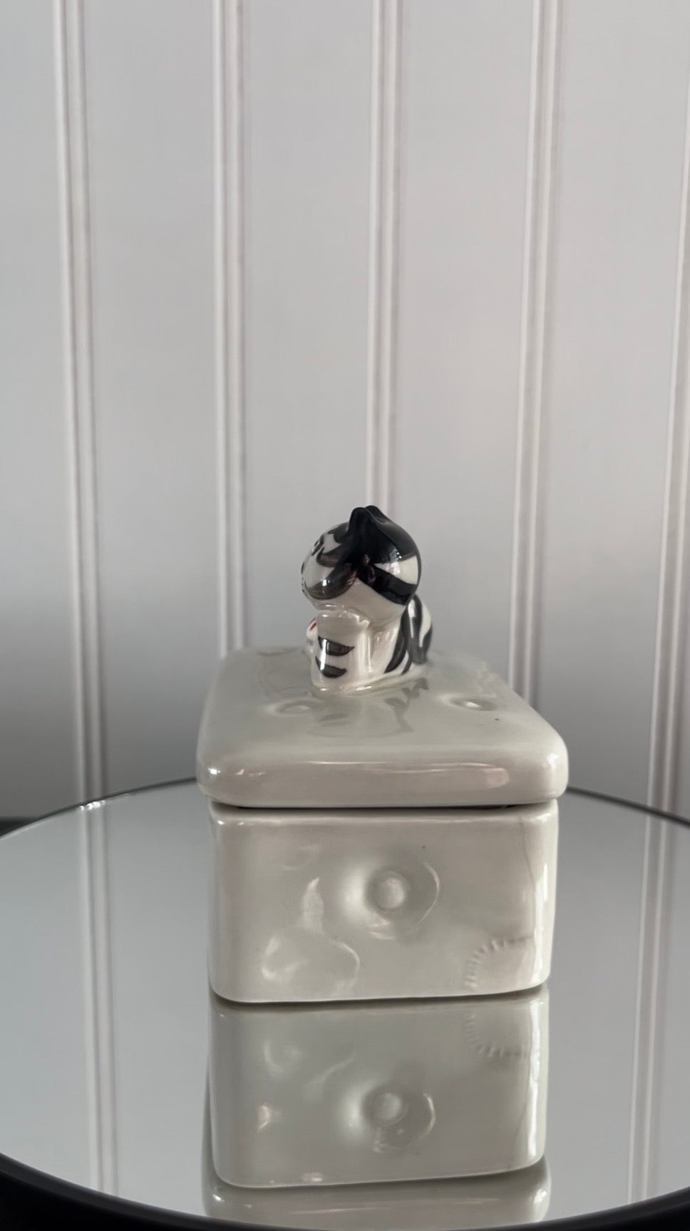 Vintage c1980’s Takahashi San Francisco Ceramic Cat Trinket Box Lidded Dish