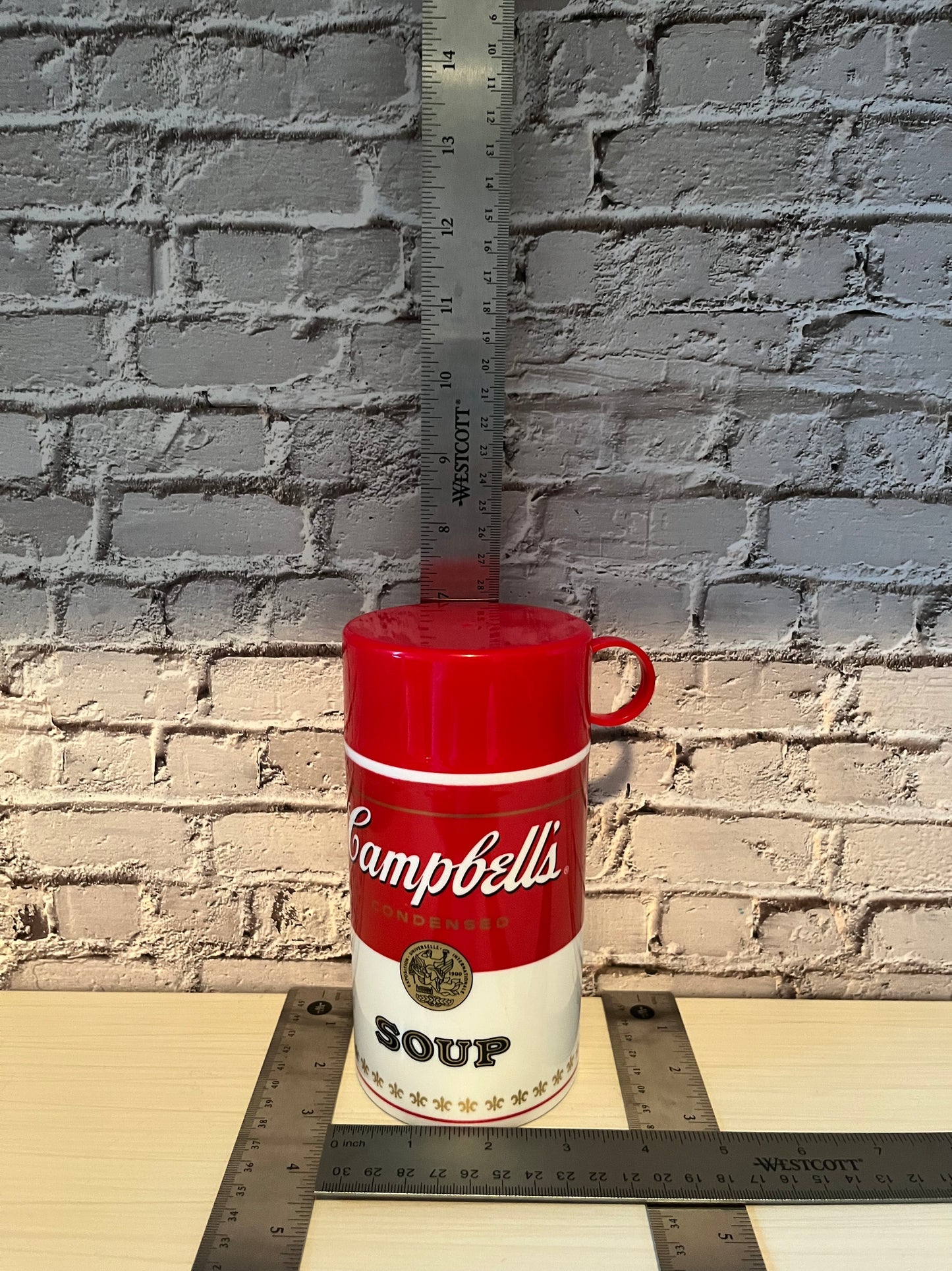 Vintage 1993 Campbell’s Soup Thermos | Retro Red & White Insulated Soup Container | Pop Art Kitchen Collectible