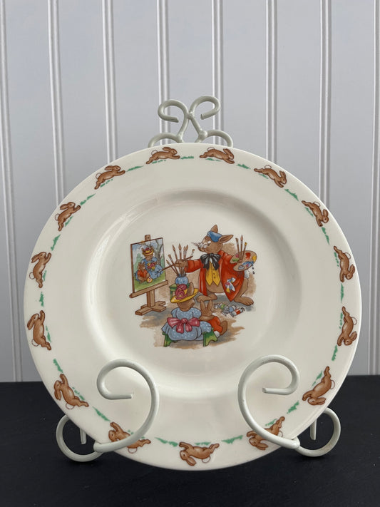 1936 Royal Doulton Bunnykins Plate – Artist Bunny Painter – English Fine Bone China (7.5”)