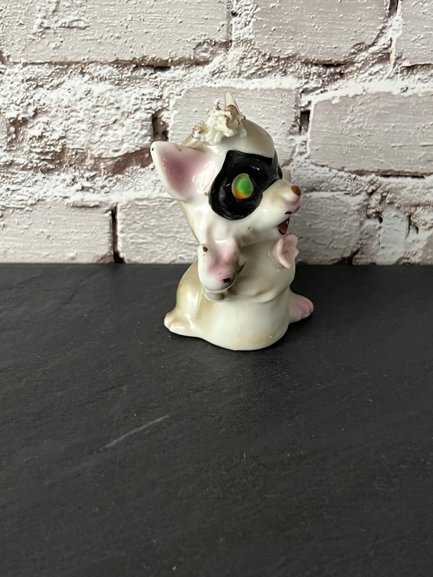 Vintage 1950s Spaghetti Ceramic Anthropomorphic Raccoon Salt Shaker