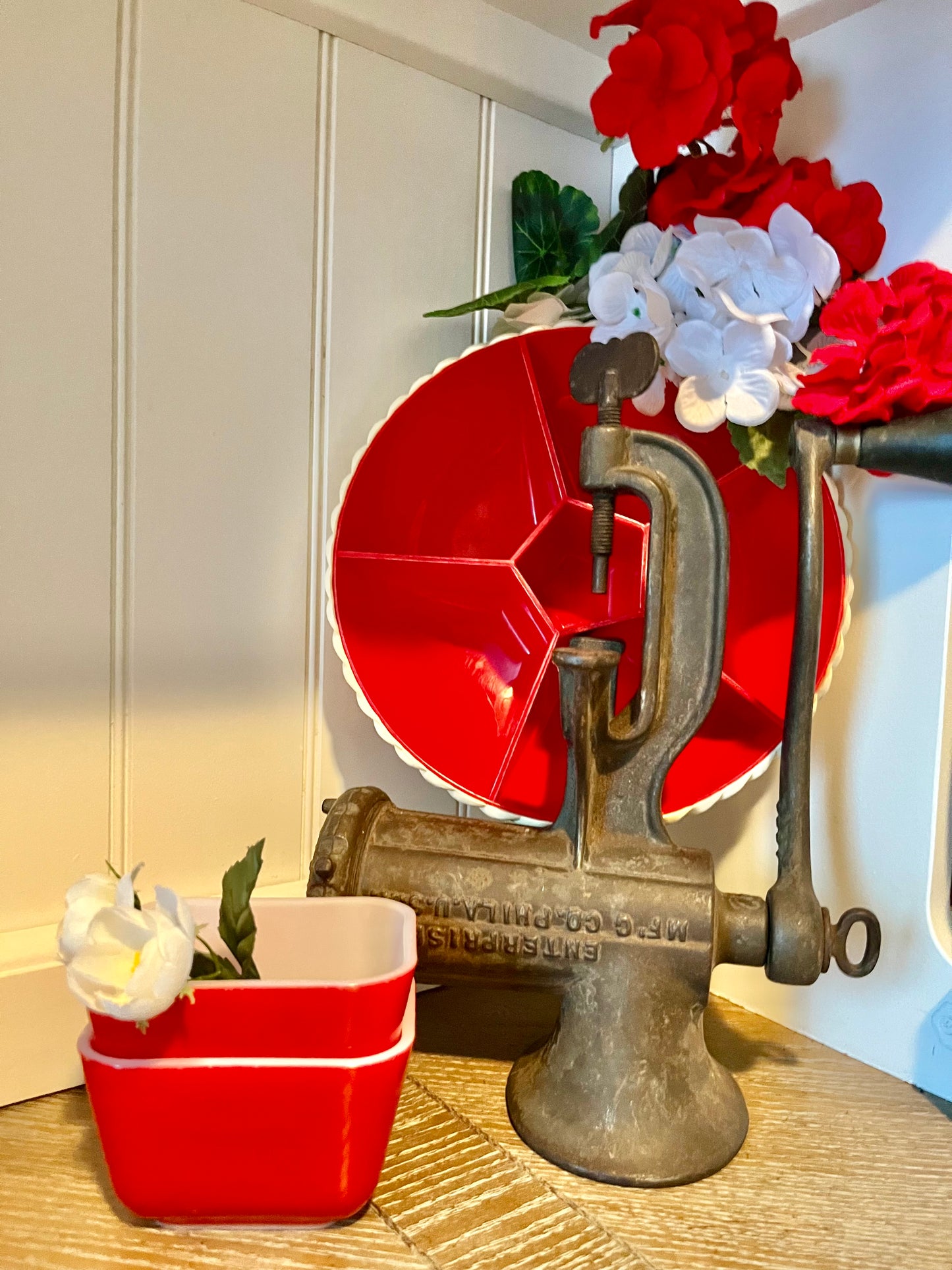 Vintage Pyrex #0501 (2)Small 1.5 Cup RED Milk Glass Refrigerator Dish Containers (No Lids) - Classic Kitchen Collectibles