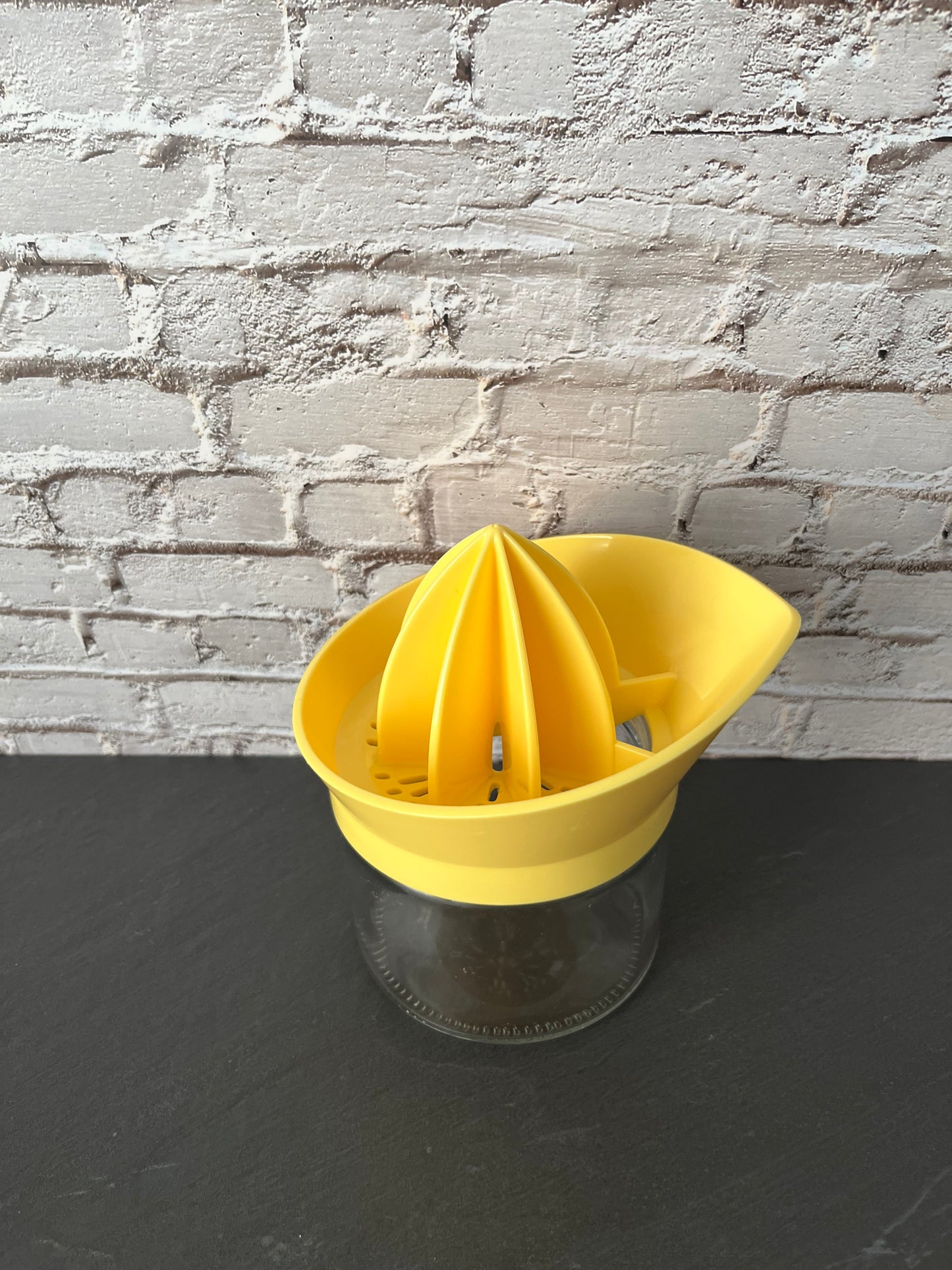 Vintage Style Goodcook Yellow Citrus Juicer with Glass Jar | Retro Lemon Reamer | Kitchen Juicer Press | Mid-Century Inspired Kitchenware