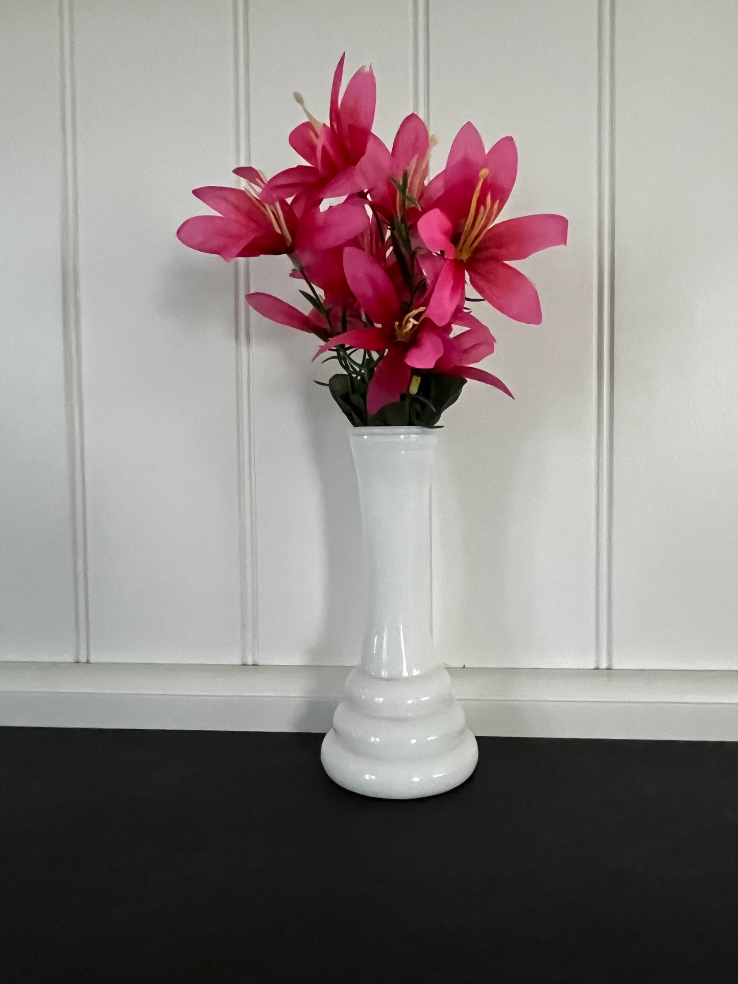 Vintage Randall White Milk Glass Art Deco Bee Hive Bud Vase - 6" High