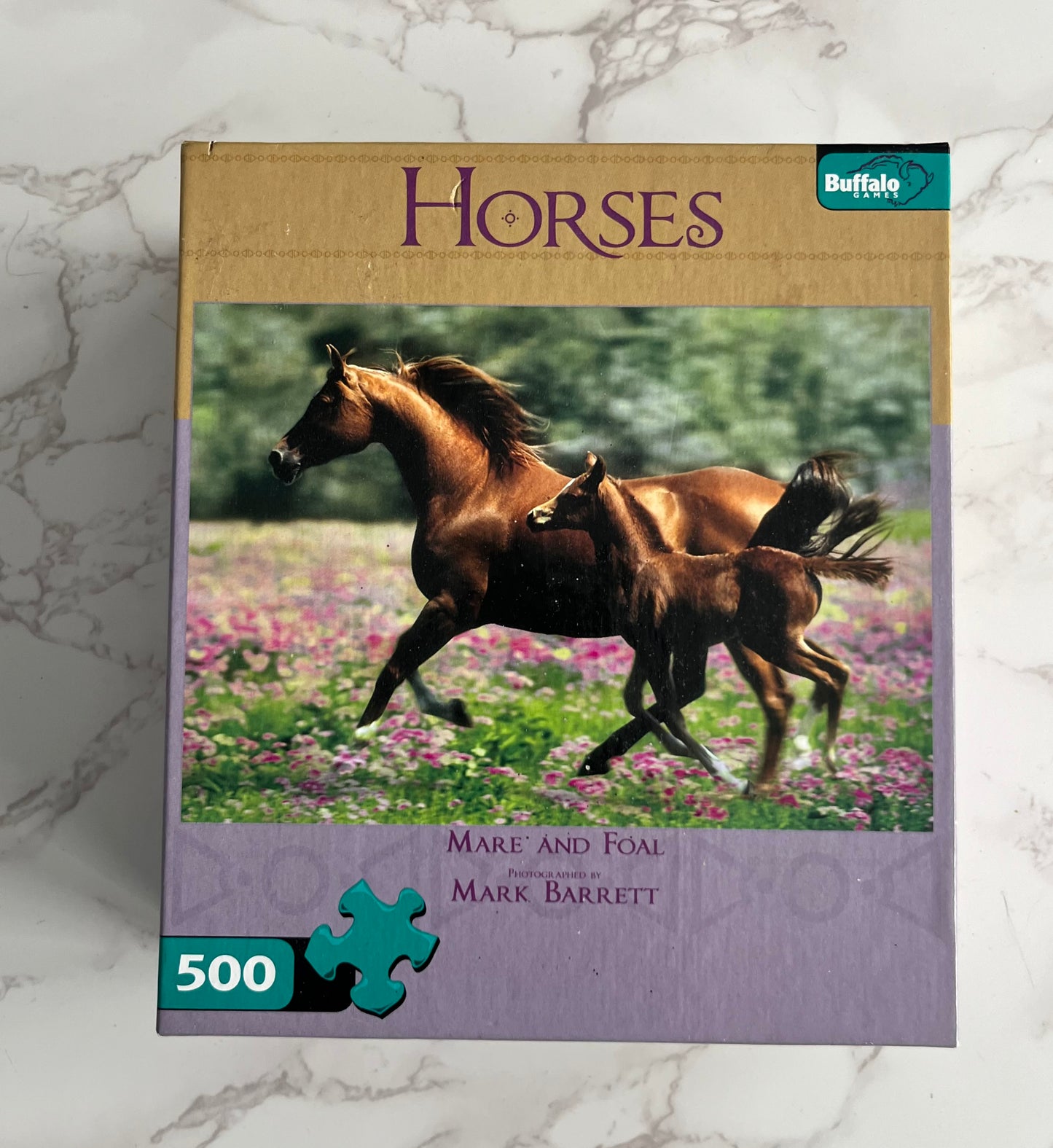 Nostalgic Horse Mare & Foal Meadow Photography Puzzle – 500 Piece – Early 2000s–2010s Era – Buffalo Games