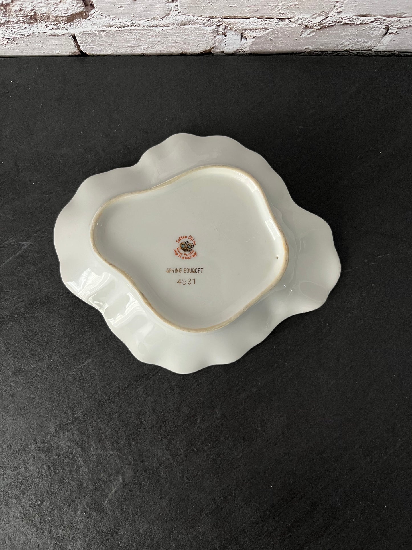 1950s Lefton China Spring Bouquet 4591 Hand Painted Bonbon Dish – Vintage Floral Porcelain Candy Dish – Violets & Forget-Me-Nots