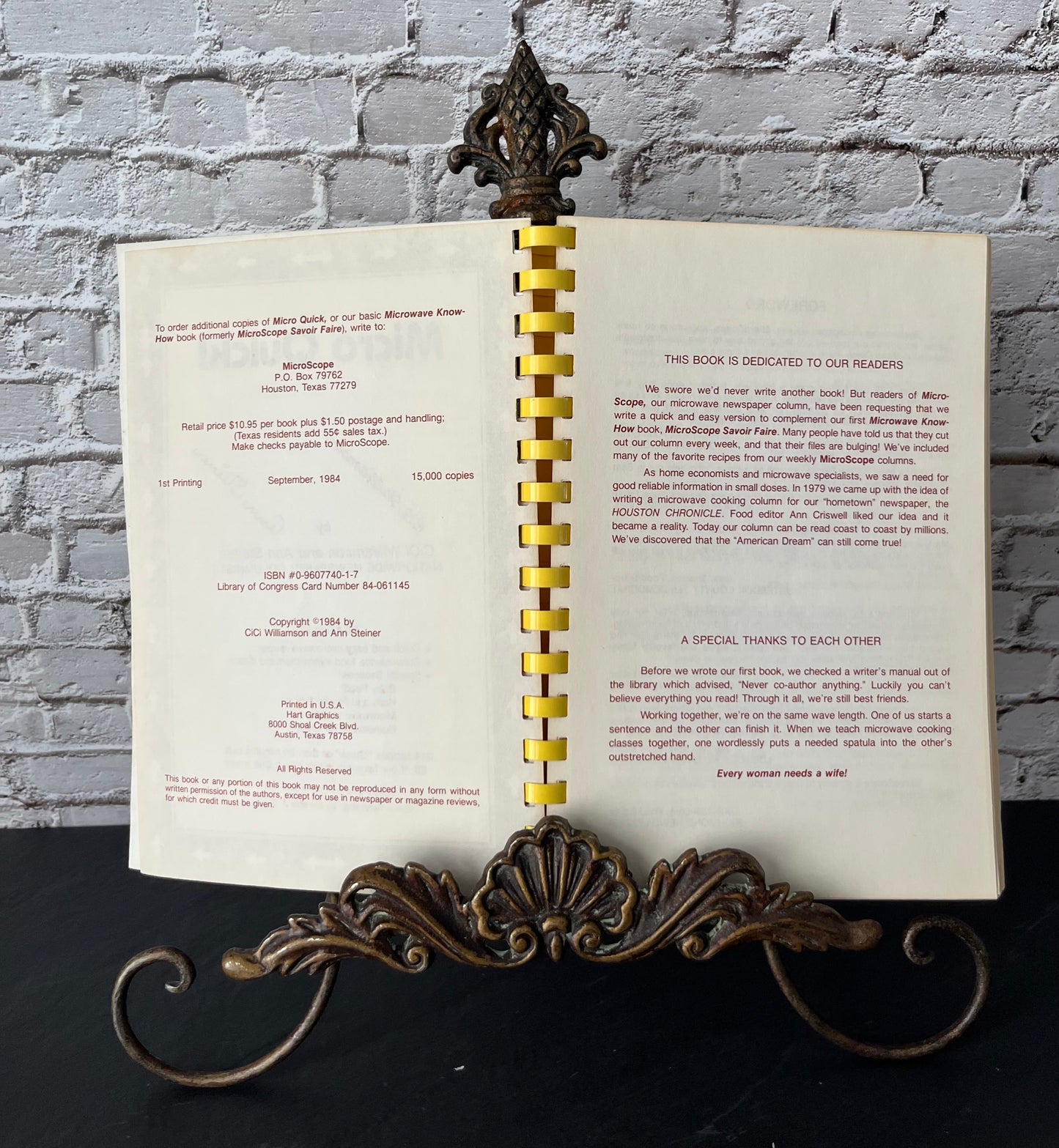 Vintage 1984 Micro Quick! Microwave  Spiral Bound Cookbook by CiCi Williamson & Ann Steiner