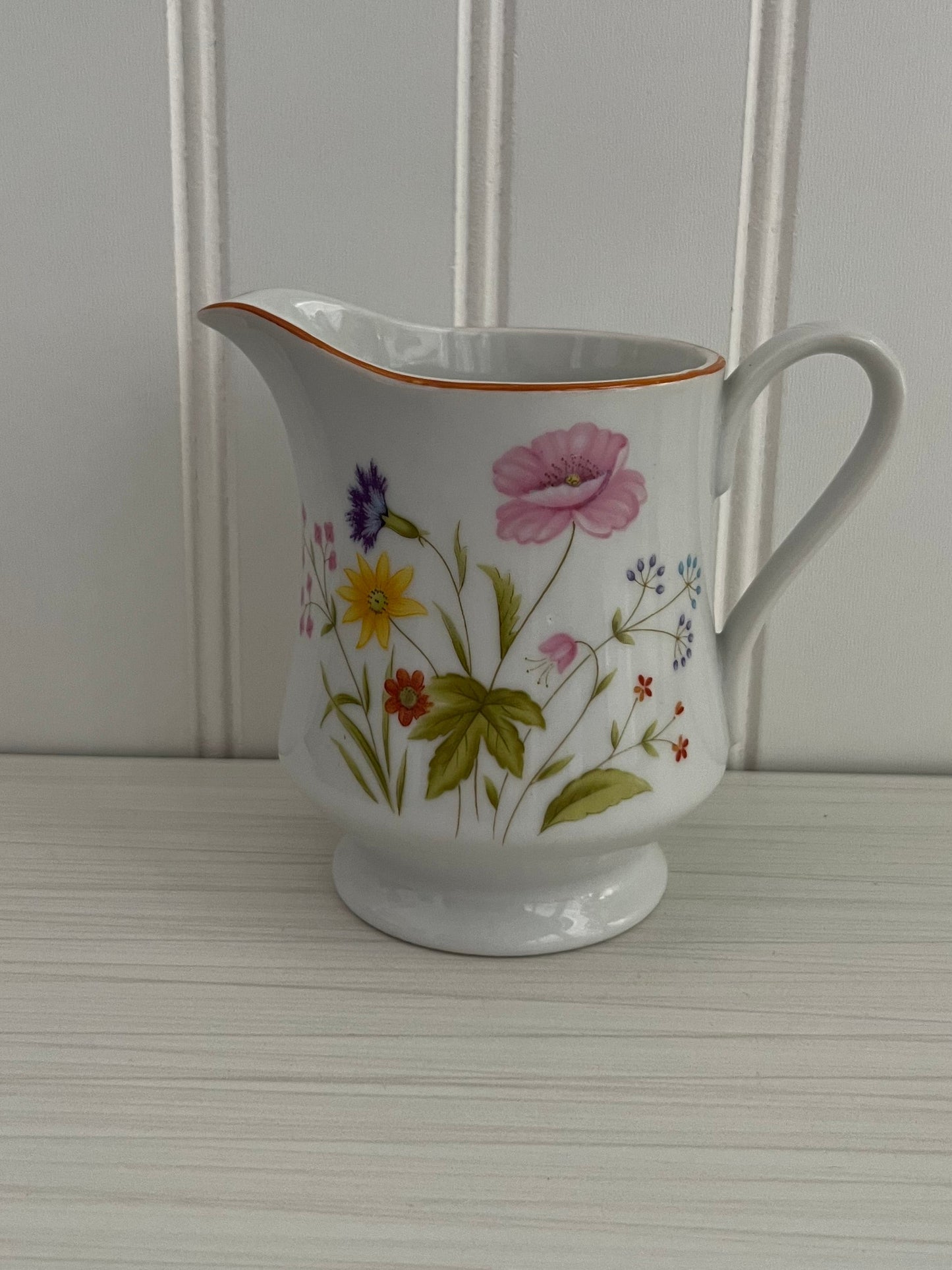 Vintage 1980’s Mikasa Stratford Porcelain China Floral Summer Melody Nita Handled Creamer