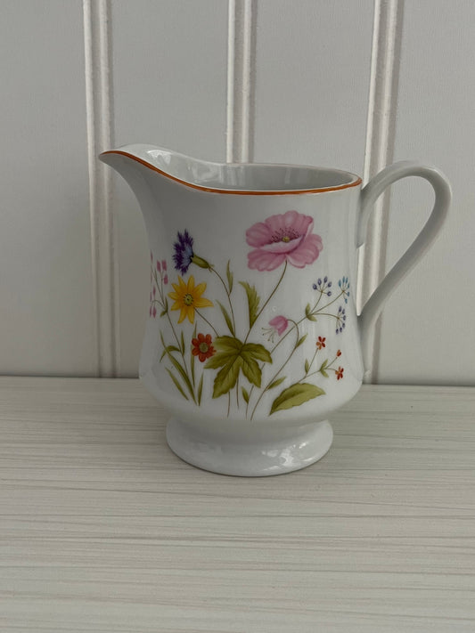 Vintage 1980’s Mikasa Stratford Porcelain China Floral Summer Melody Nita Handled Creamer